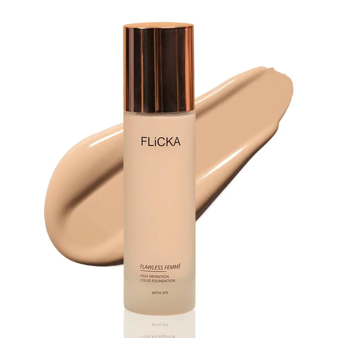 Flawless Femme Liquid Foundation for Face Makeup 30ml | Medium to High Coverage, Buildable | Natural, Waterproof & Moisturizing | All Skin Types | (Fair)