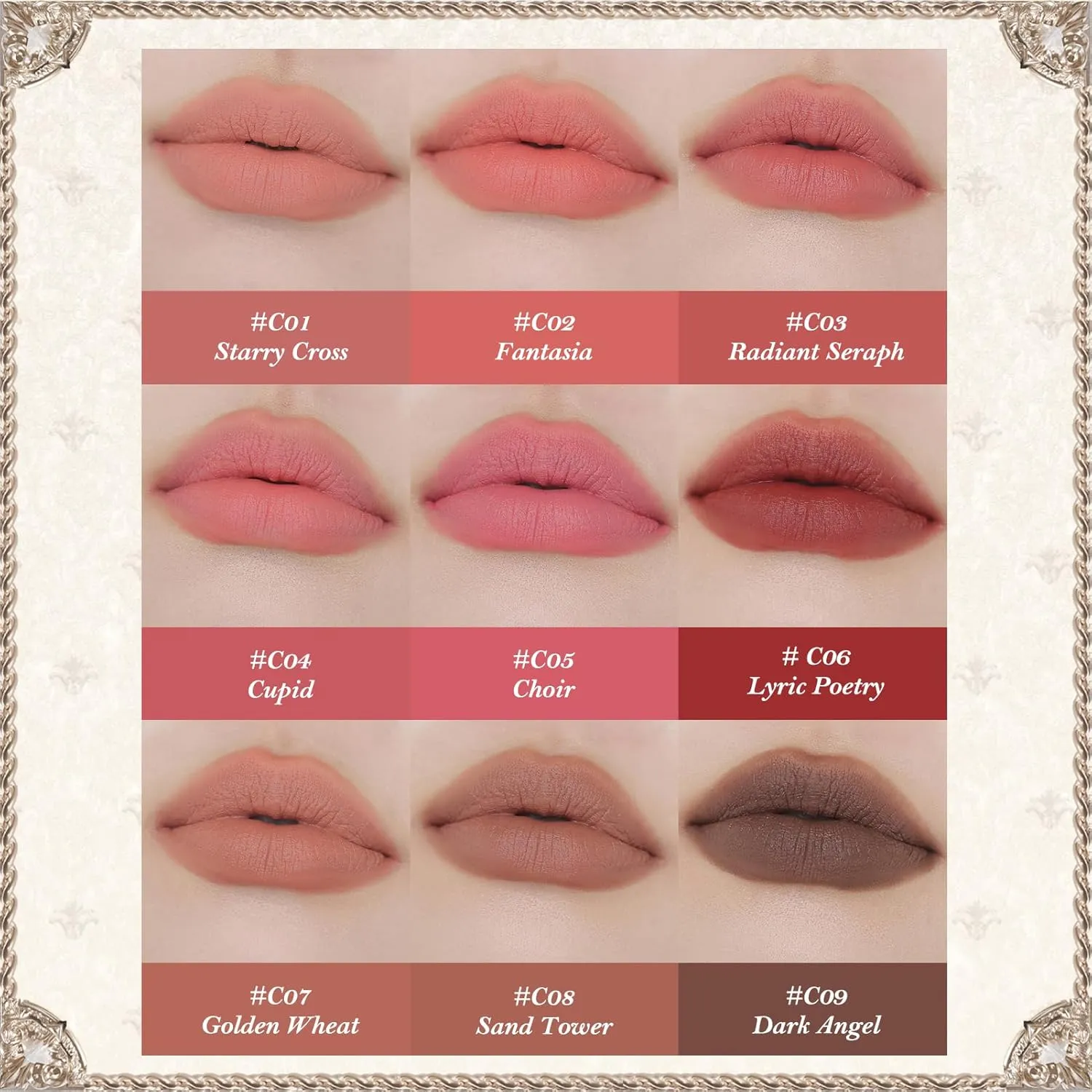 Flower Knows Little Angel Matte Lipstick,Super Soft & Ultra Silky Lip Mud Stick,Long Lasting & Moisturizing Vegan Lip Makeup for Girls&Women,Velvety Nude Peachy Finish(C02 Fantasia)