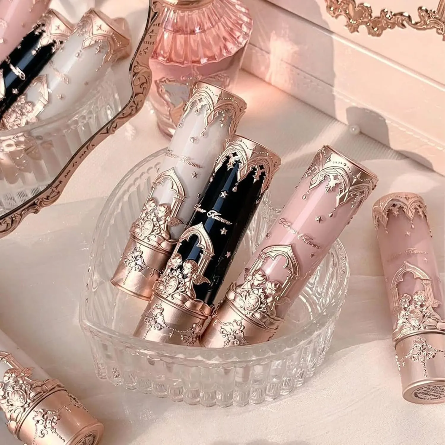 Flower Knows Little Angel Matte Lipstick,Super Soft & Ultra Silky Lip Mud Stick,Long Lasting & Moisturizing Vegan Lip Makeup for Girls&Women,Velvety Nude Peachy Finish(C02 Fantasia)