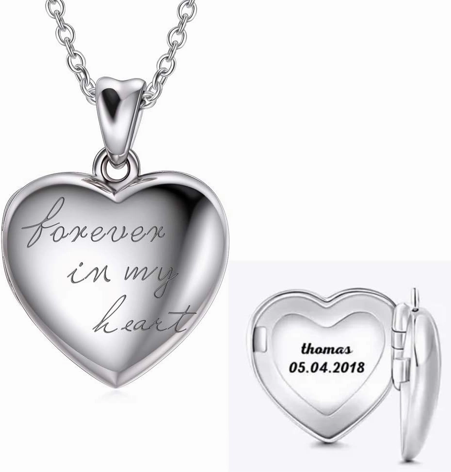 Forever In My Heart Locket Necklace That Hold Two Pictures Heart Photo Locket Necklace Gift for Women