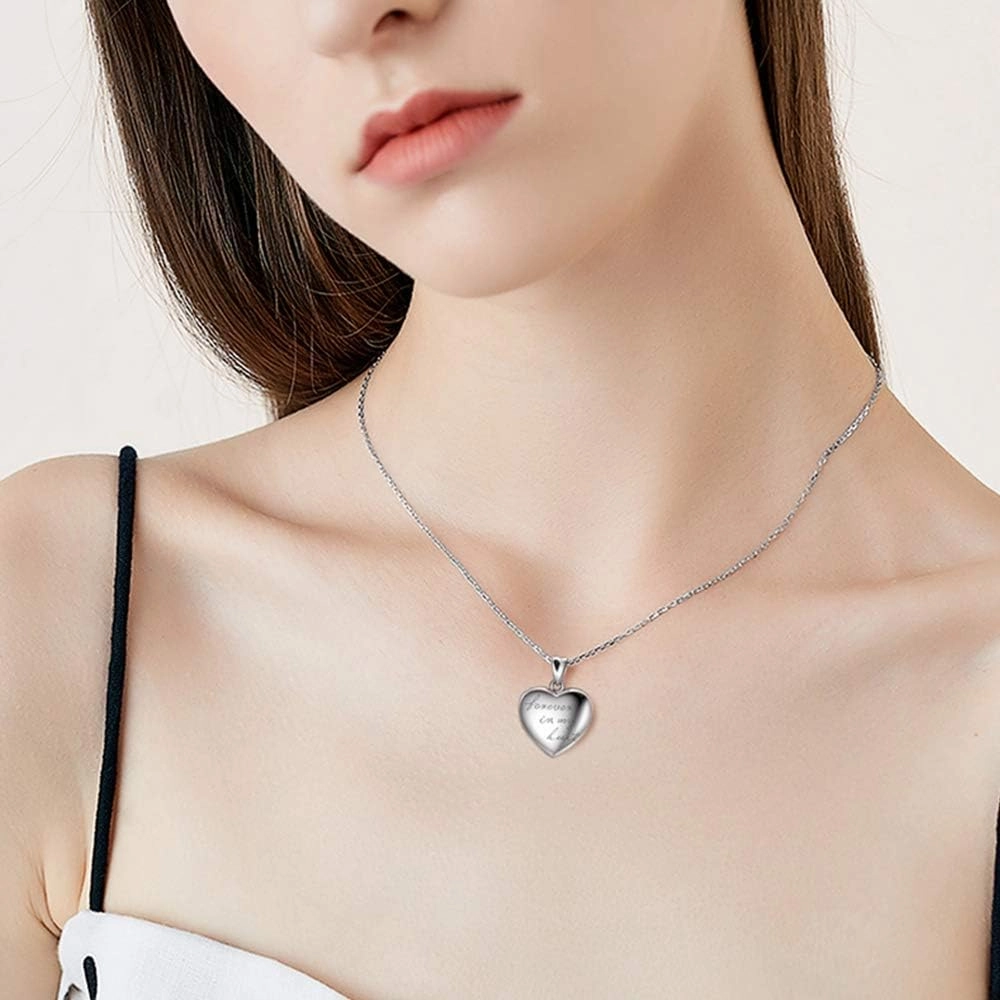 Forever In My Heart Locket Necklace That Hold Two Pictures Heart Photo Locket Necklace Gift for Women