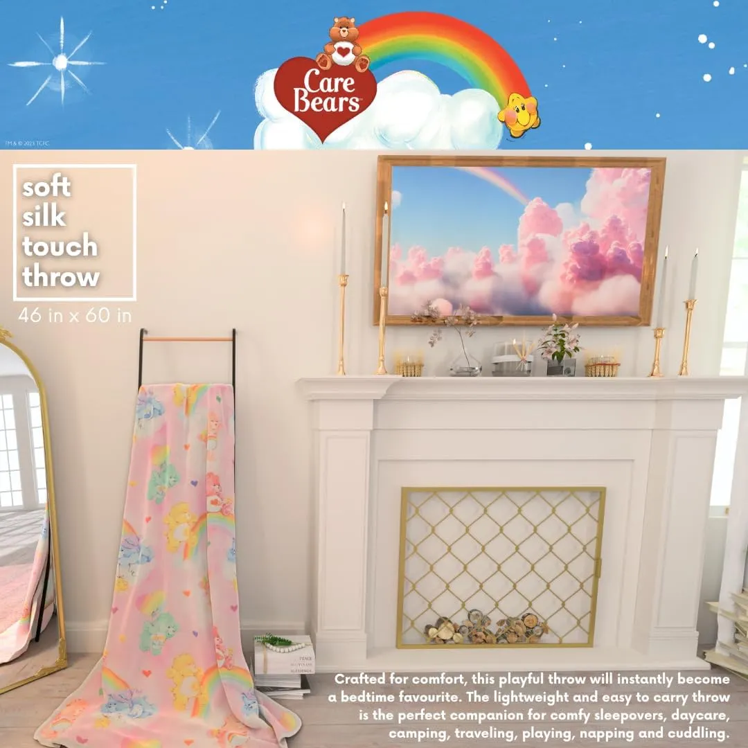 Franco Collectibles Care Bears Valentine's Day Heart Classic Rainbow Bedding Super Soft Plush Cozy Throw, 46 in x 60 in, (Officially Licensed Product)