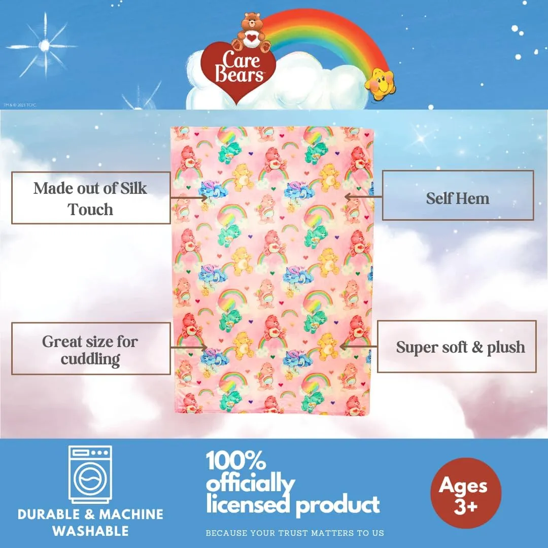 Franco Collectibles Care Bears Valentine's Day Heart Classic Rainbow Bedding Super Soft Plush Cozy Throw, 46 in x 60 in, (Officially Licensed Product)
