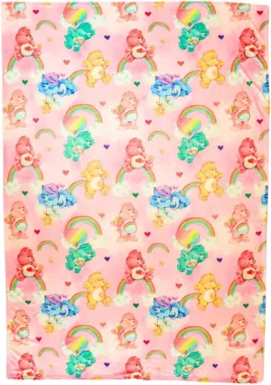 Franco Collectibles Care Bears Valentine's Day Heart Classic Rainbow Bedding Super Soft Plush Cozy Throw, 46 in x 60 in, (Officially Licensed Product)