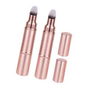 FRCOLOR 2pcs Retractable Makeup Brush Dual End Powder Blush Brush with Protective Cap Travel-friendly Makeup Tool for Quick Touchups for All Settings