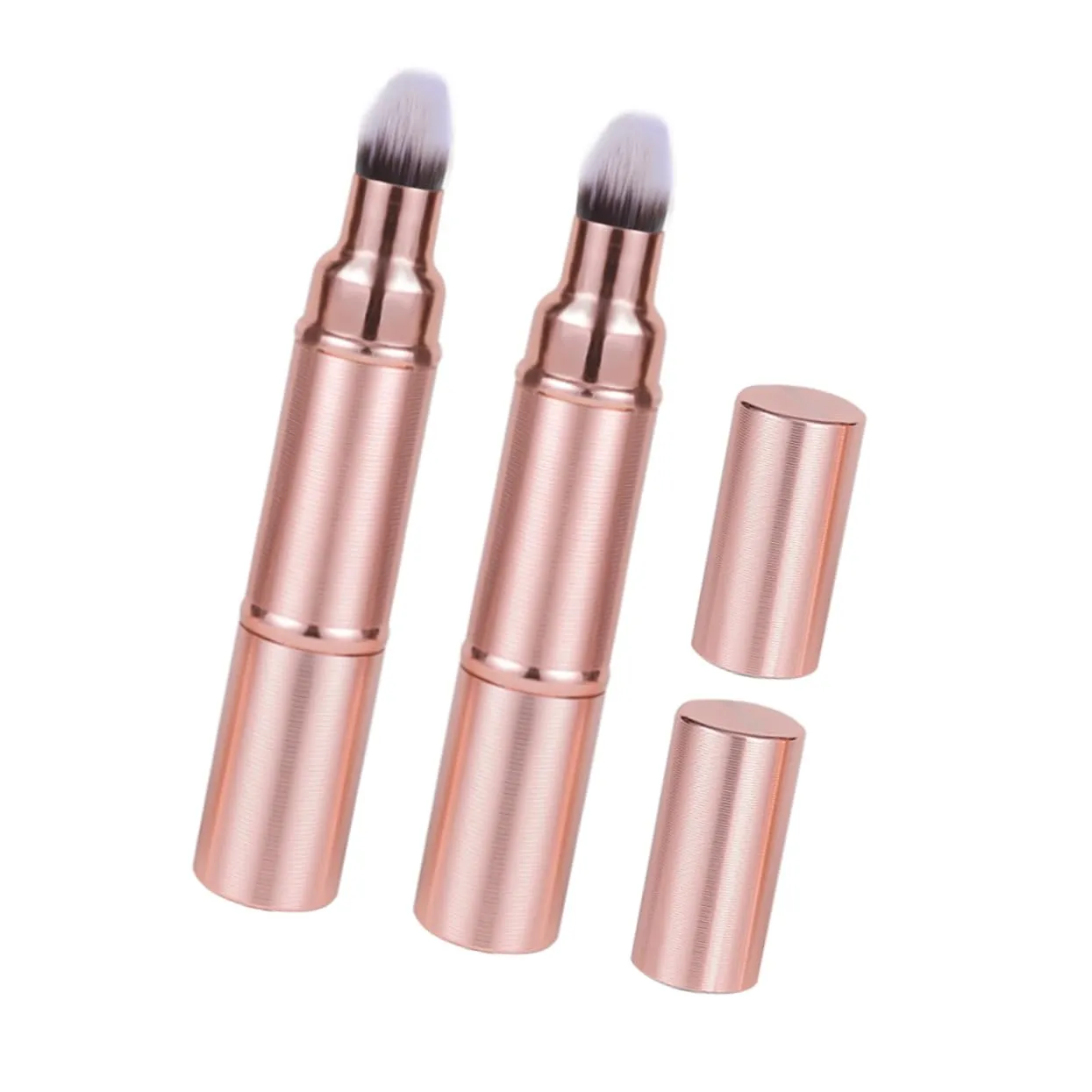FRCOLOR 2pcs Retractable Makeup Brush Dual End Powder Blush Brush with Protective Cap Travel-friendly Makeup Tool for Quick Touchups for All Settings