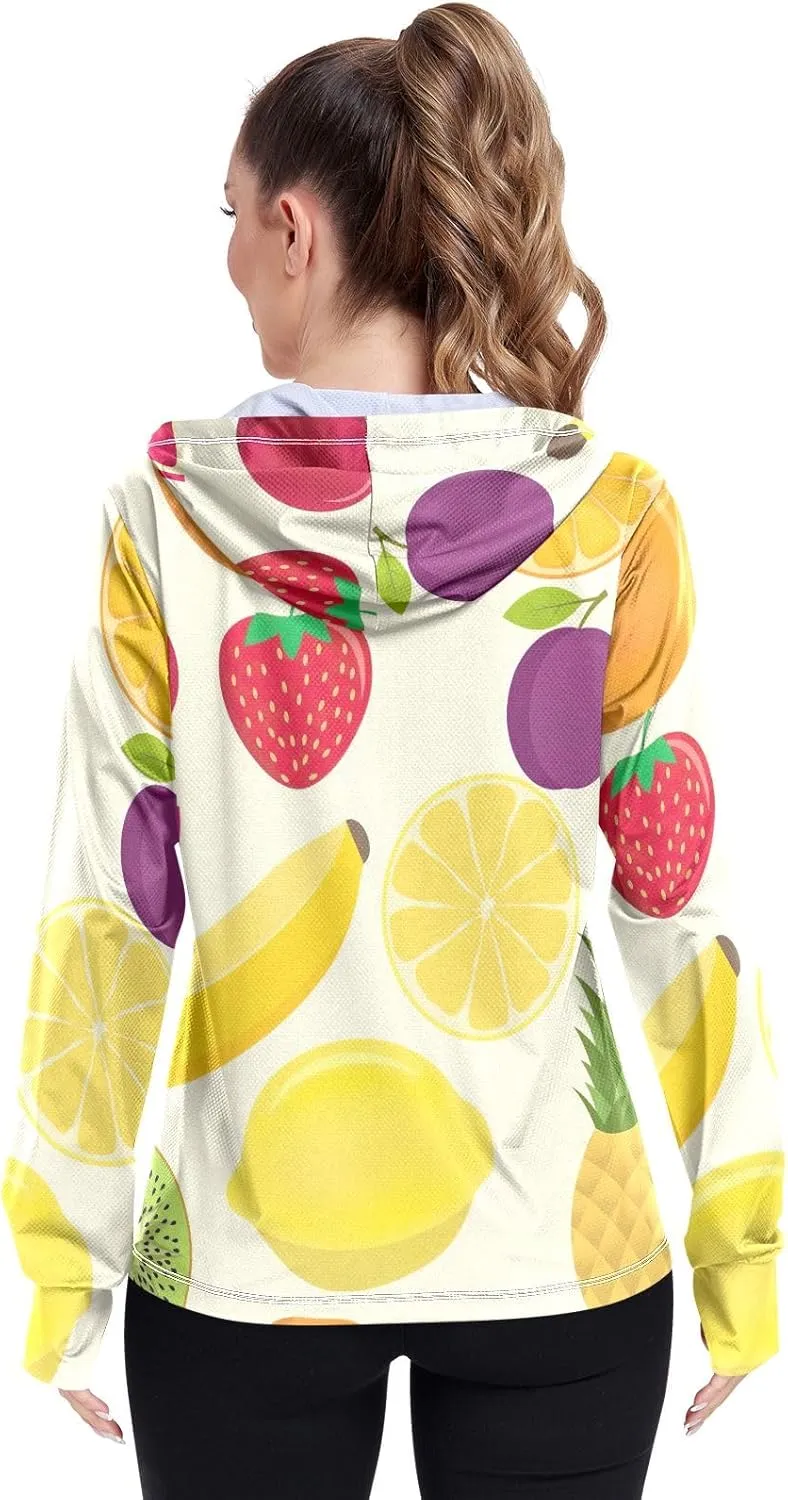 GAIGEO Coconut Palm Tree Pink Women Jacket UPF 50  Womens Summer Jacket, Hooded Design Thumb Holes, S
