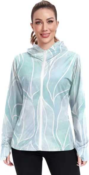 GAIGEO Tropical Palm Leaves Pink Women Jacket Active UPF 50  Sun Protection Clothing Women, Secure Pockets, S