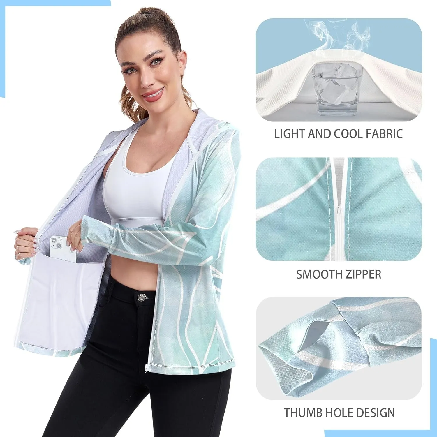 GAIGEO Tropical Palm Leaves Pink Women Jacket Active UPF 50  Sun Protection Clothing Women, Secure Pockets, S