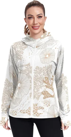 GAIGEO Tropical Palm Leaves Pink Women Jacket Active UPF 50  Sun Protection Clothing Women, Secure Pockets, S