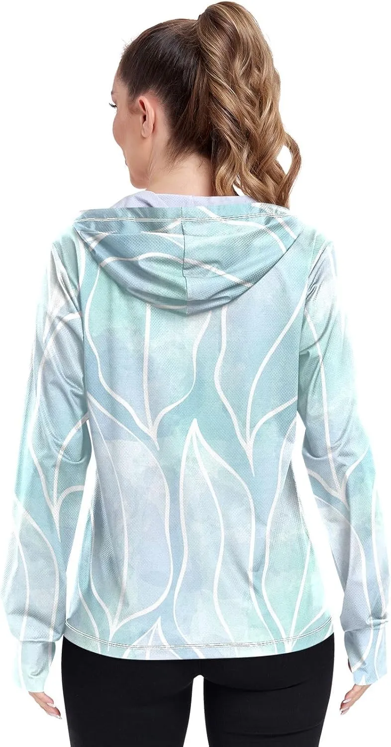 GAIGEO Tropical Palm Leaves Pink Women Jacket Active UPF 50  Sun Protection Clothing Women, Secure Pockets, S