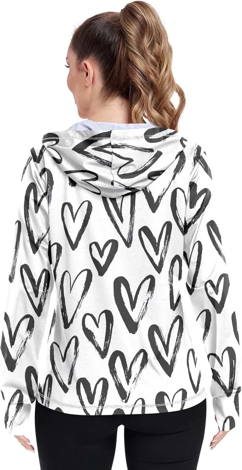 GAIGEO Tropical Pink Leaves Light Green Women Jacket UPF 50  Womens Summer Jacket Thumb Holes Neck Protection, XXL