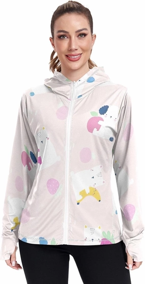 GAIGEO Cute Bear Dog Fruits Pink Women Jacket Comfortable XL Uv Protection Clothing Women with Cooling Technology