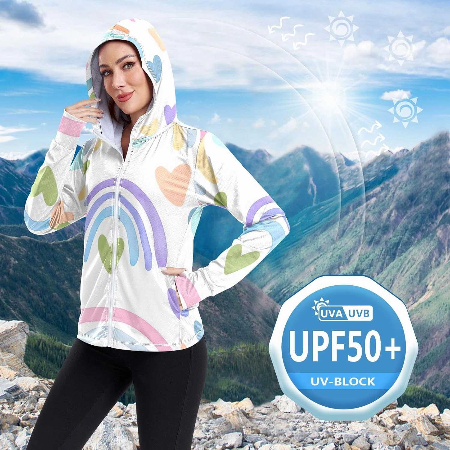 GAIGEO Tropical Exotic Palm Leaves Pink Women Jacket UPF 50  Uv Protection Clothing Women Cooling Fabric, Thumb Holes, XXL
