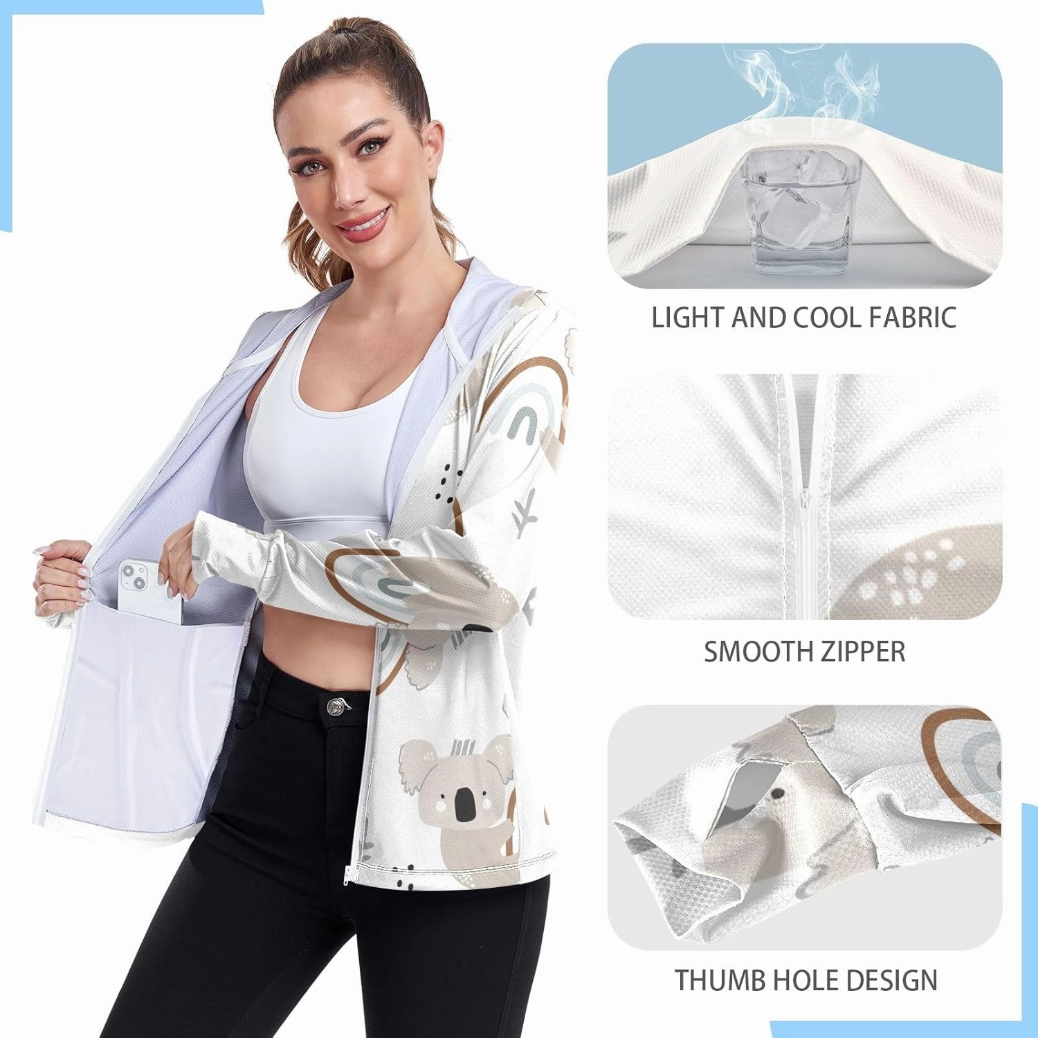 GAIGEO Tropical Exotic Palm Leaves Pink Women Jacket UPF 50  Uv Protection Clothing Women Cooling Fabric, Thumb Holes, XXL