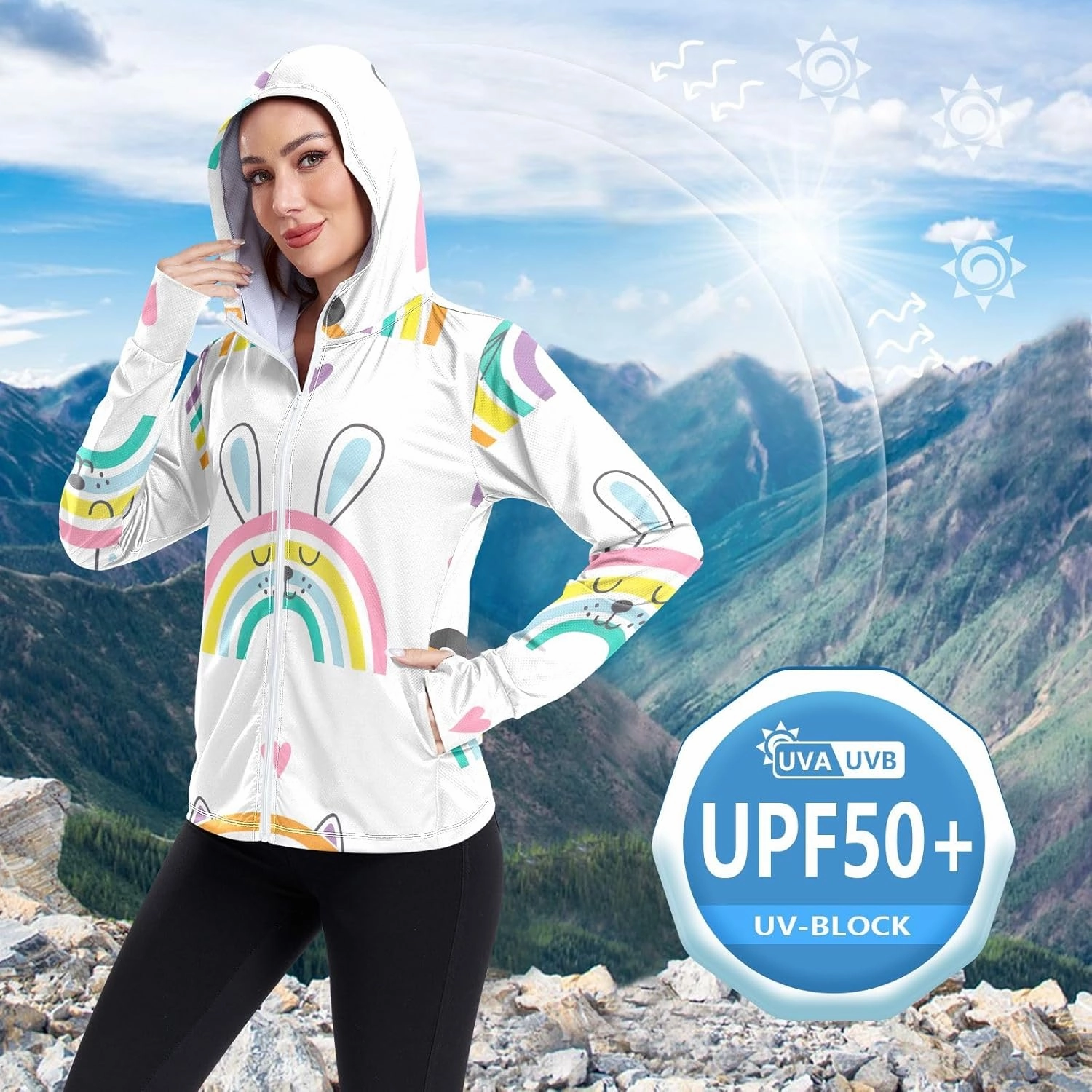 GAIGEO Tropical Palm Leaves Pink Women Jacket Active UPF 50  Sun Protection Clothing Women, Secure Pockets, S