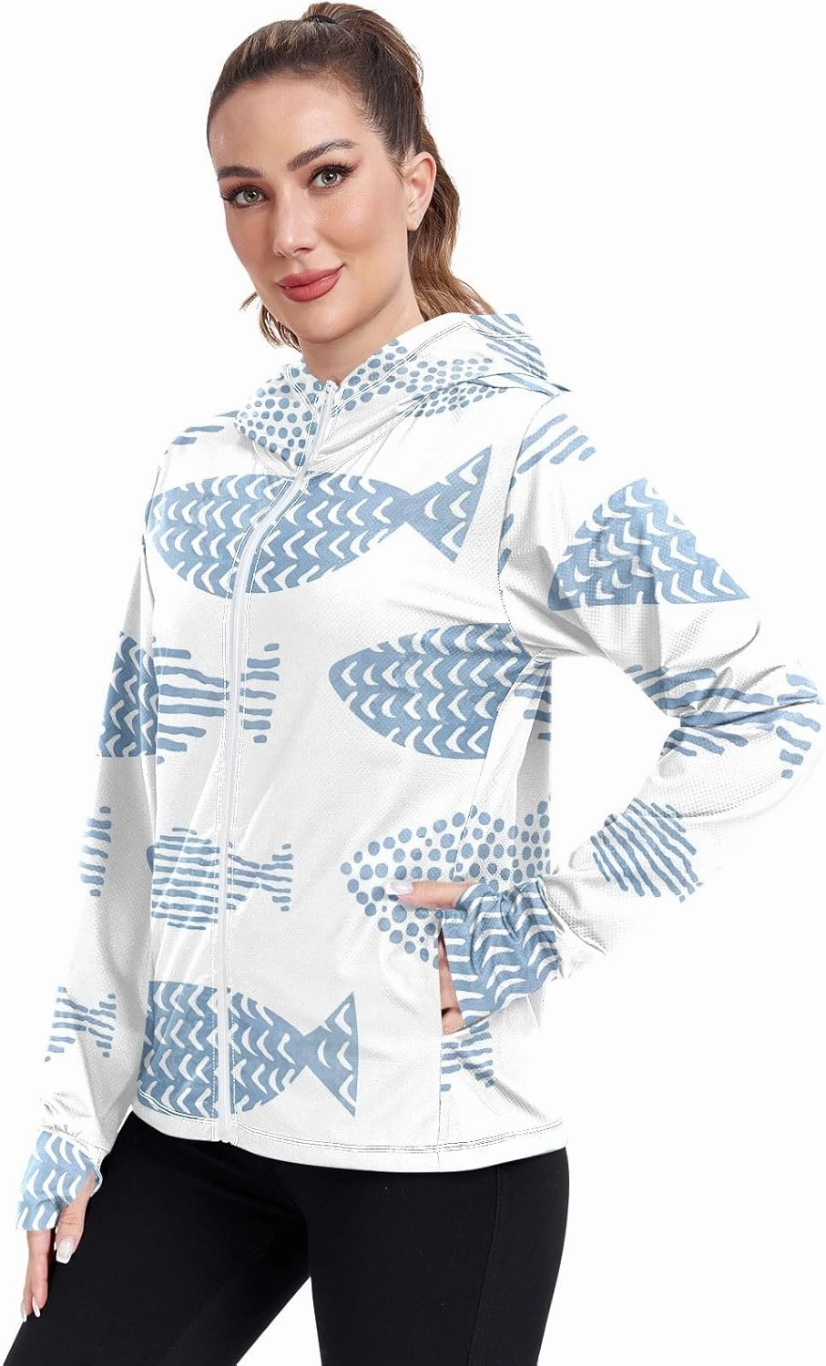 GAIGEO Tropical Palm Leaves Pink Women Jacket Active UPF 50  Sun Protection Clothing Women, Secure Pockets, S