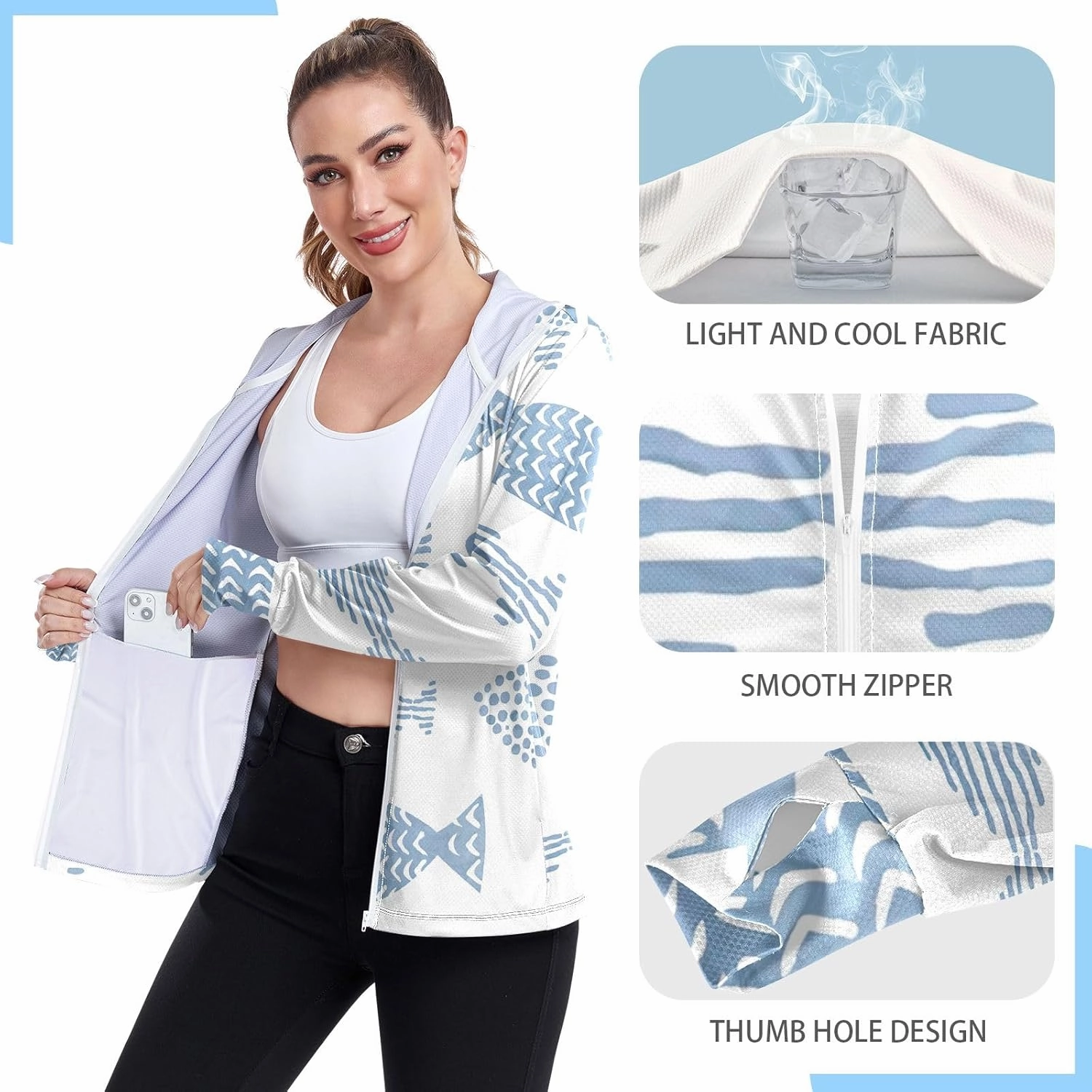 GAIGEO Tropical Palm Leaves Pink Women Jacket Active UPF 50  Sun Protection Clothing Women, Secure Pockets, S