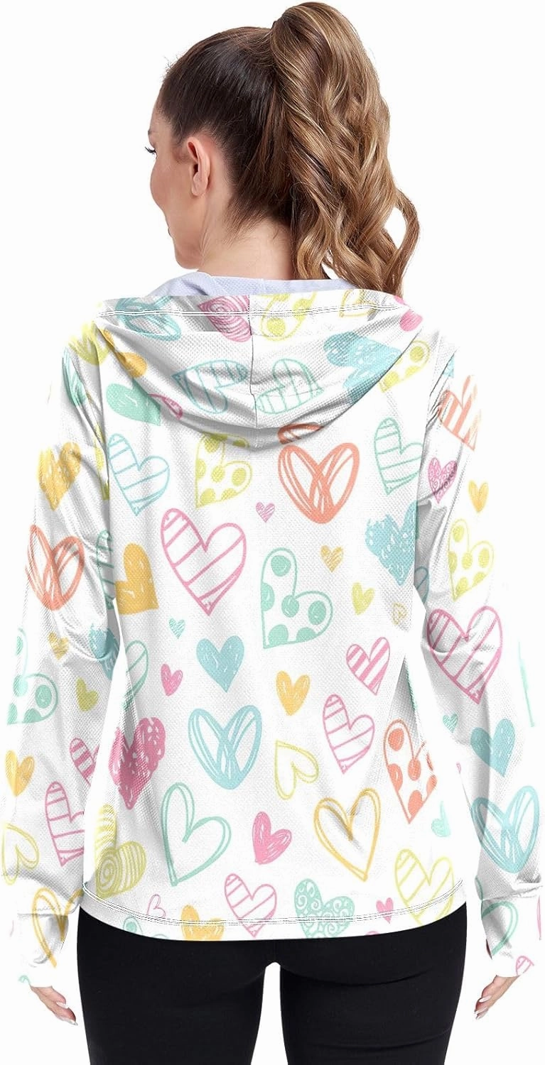 GAIGEO Tropical Pink Leaves Light Green Women Jacket UPF 50  Womens Summer Jacket Thumb Holes Neck Protection, XXL