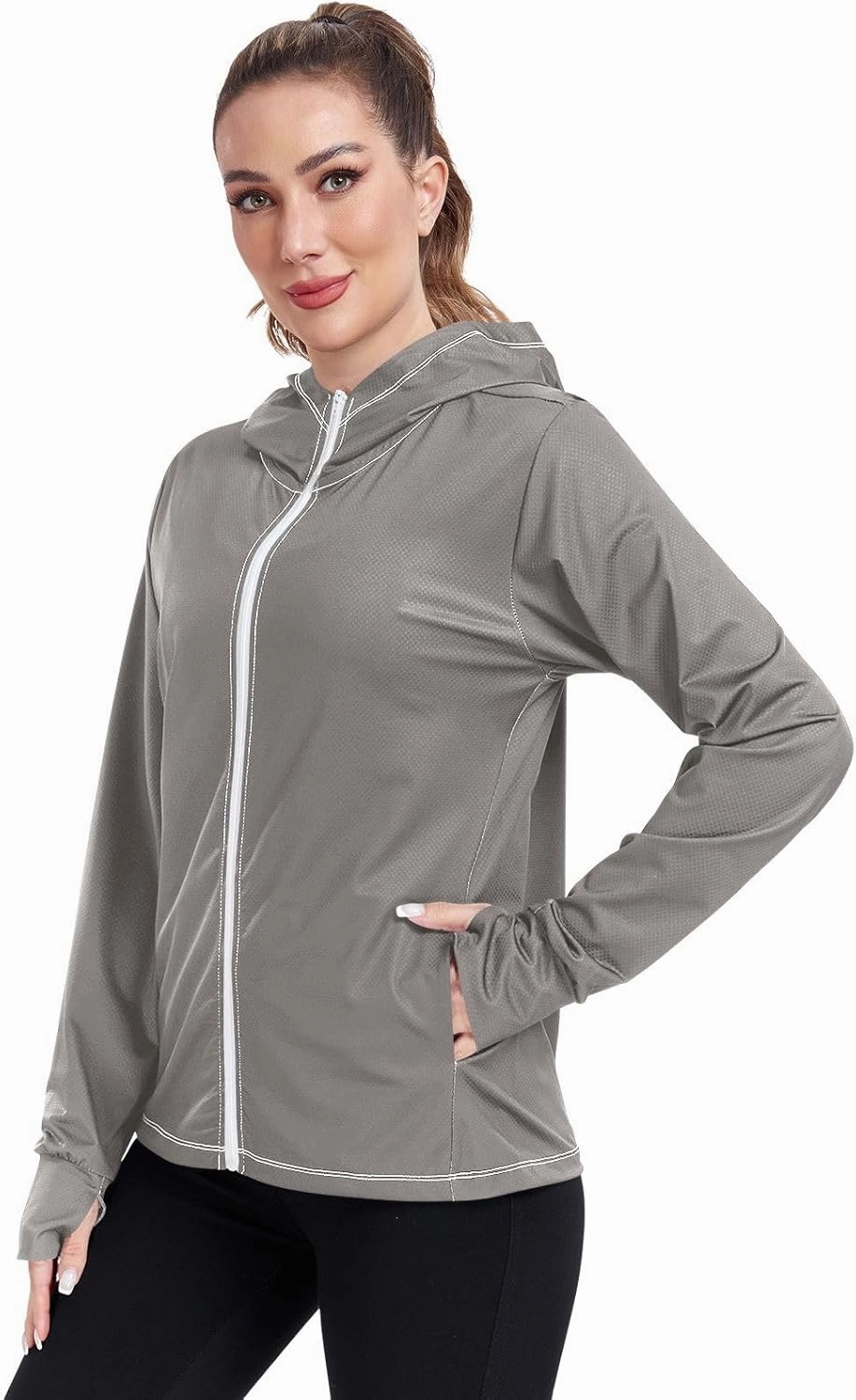 GAIGEO Yellow Pink Gradient Women Jacket Lightweight UPF 50  Summer Jackets for Women with Zip Pockets, XXL