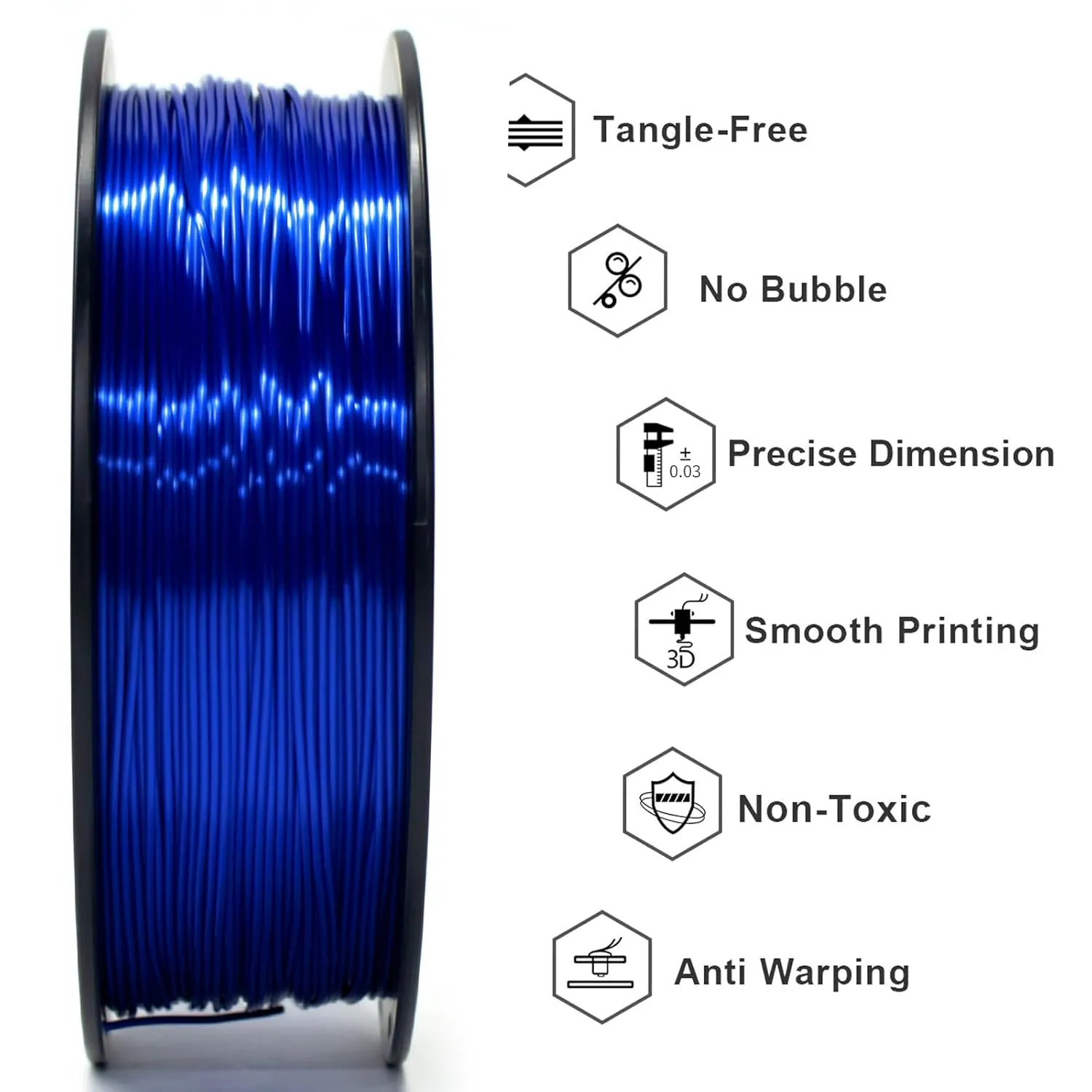 Geeetech Metal Shine Filament 1.75mm for 3D Printer,Silk PLA 1kg (2.2lbs) Spool, Metallic Royal Blue