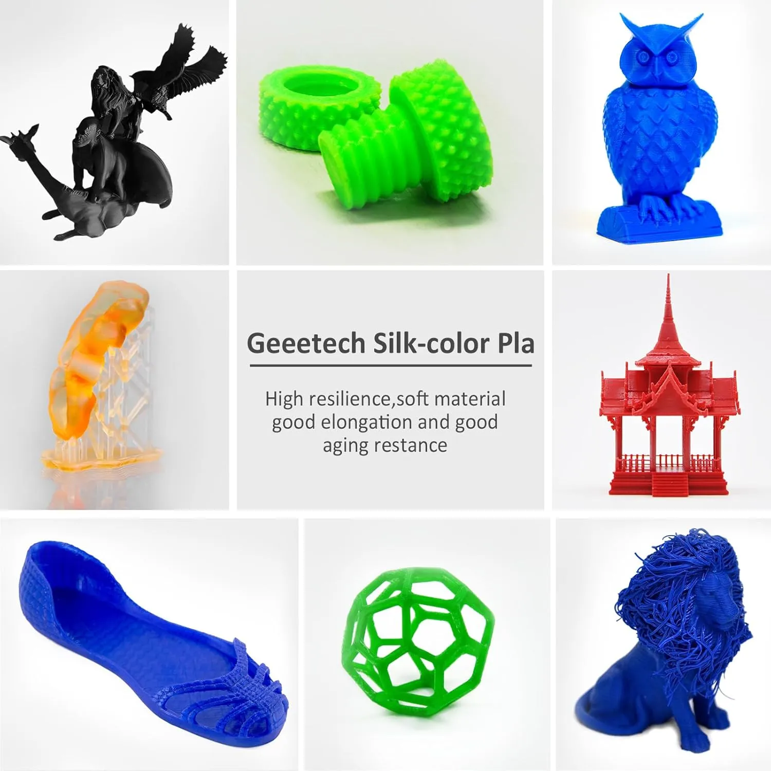 Geeetech Silk PLA Filament 1.75mm for 3D Printer , Metal-Like Shiny Consumable 1kg (2.2lbs) 1 Spool, Dimensional Accuracy  /- 0.03 mm, Silk Gold