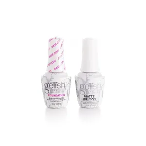 Gelish MINI 9mL Essentials Value Pack – LED/UV Cure, Long-Lasting, Chip-Resistant, Professional Gel Nail Kit for Manicures (Foundation & Matte Top It Off Duo)
