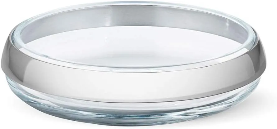 Georg Jensen Duo Round Bowl Collar SS & Glass Small, Silver