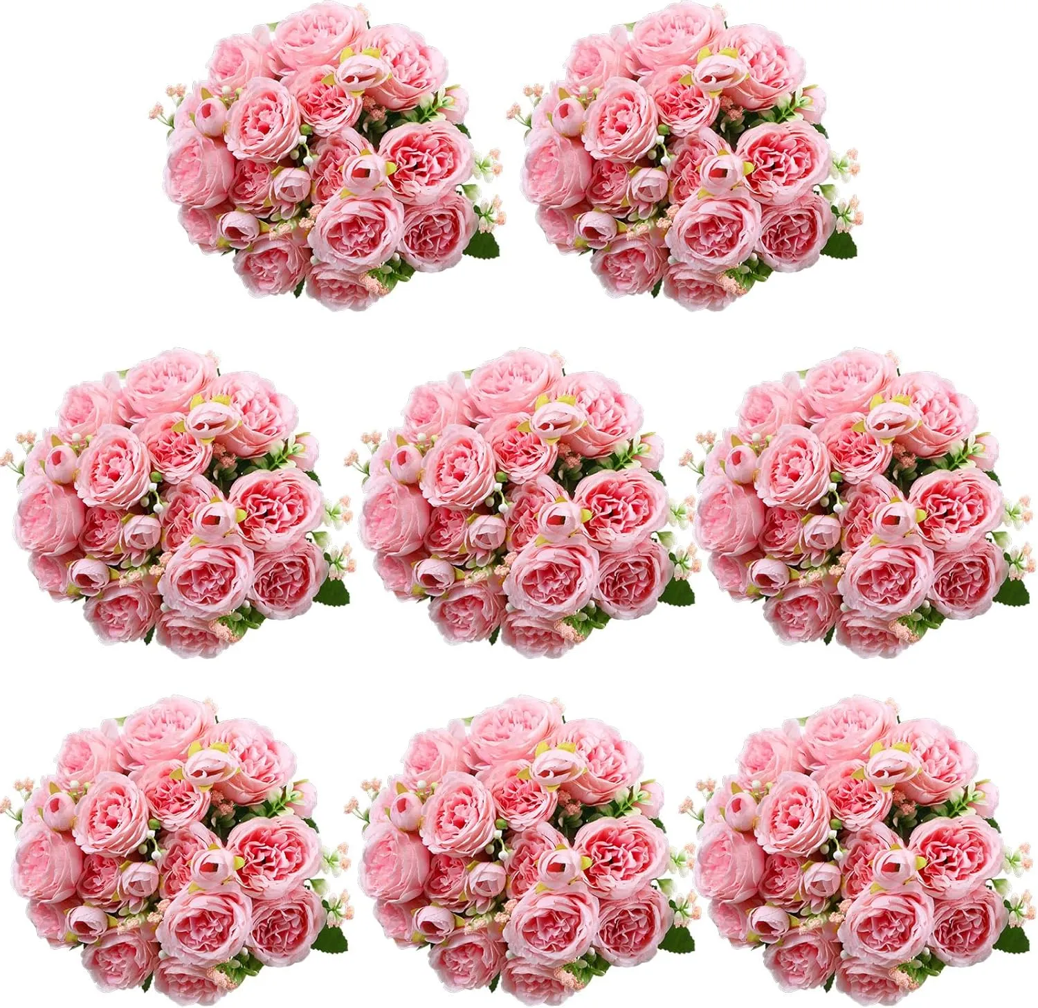 Geosar 8 Bundles Artificial Peonies Silk Flowers Fake Peony Bouquet Faux Peonies Flowers Bulk for Decoration Vase Florals Arrangements Wedding Home Party Table (Pink)