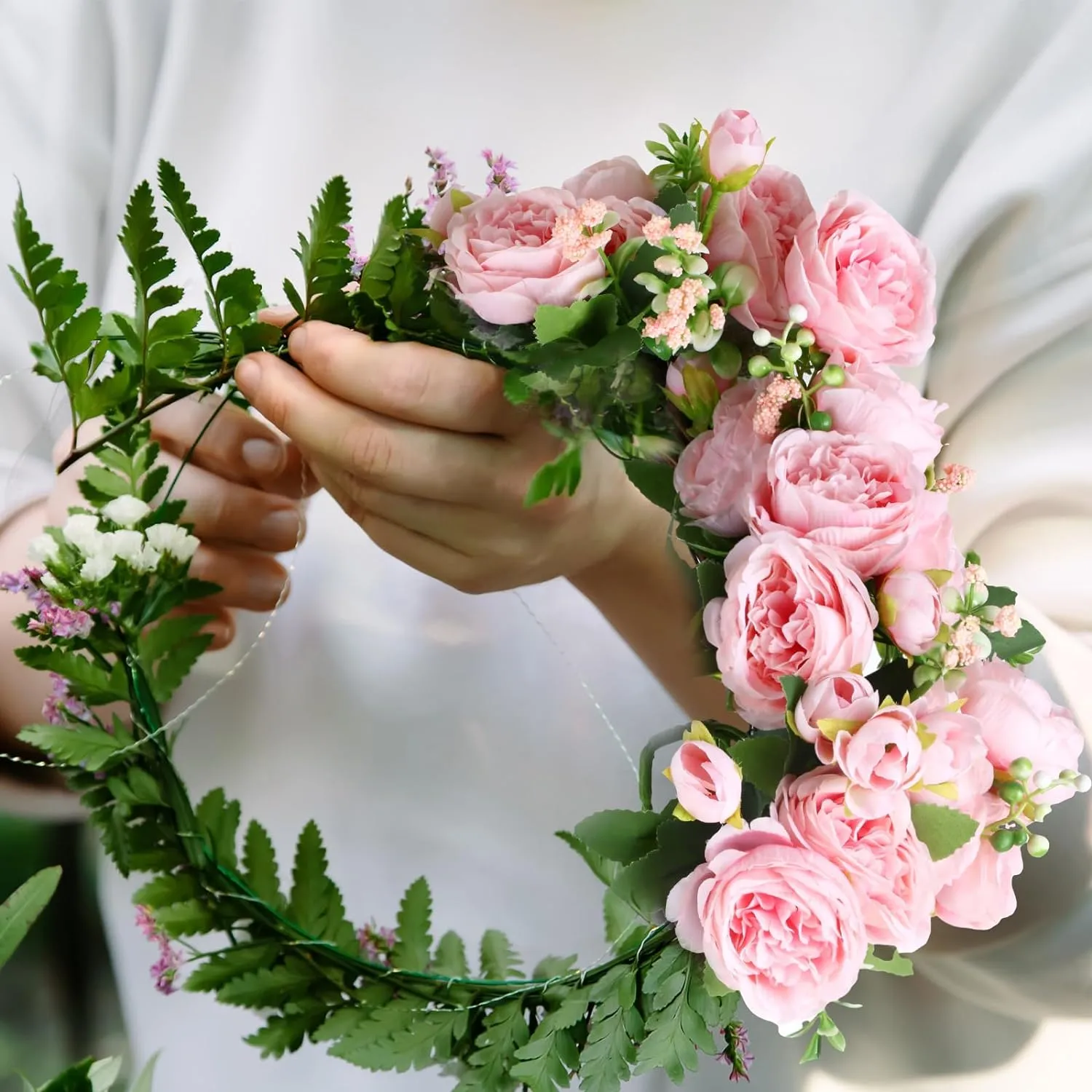Geosar 8 Bundles Artificial Peonies Silk Flowers Fake Peony Bouquet Faux Peonies Flowers Bulk for Decoration Vase Florals Arrangements Wedding Home Party Table (Pink)