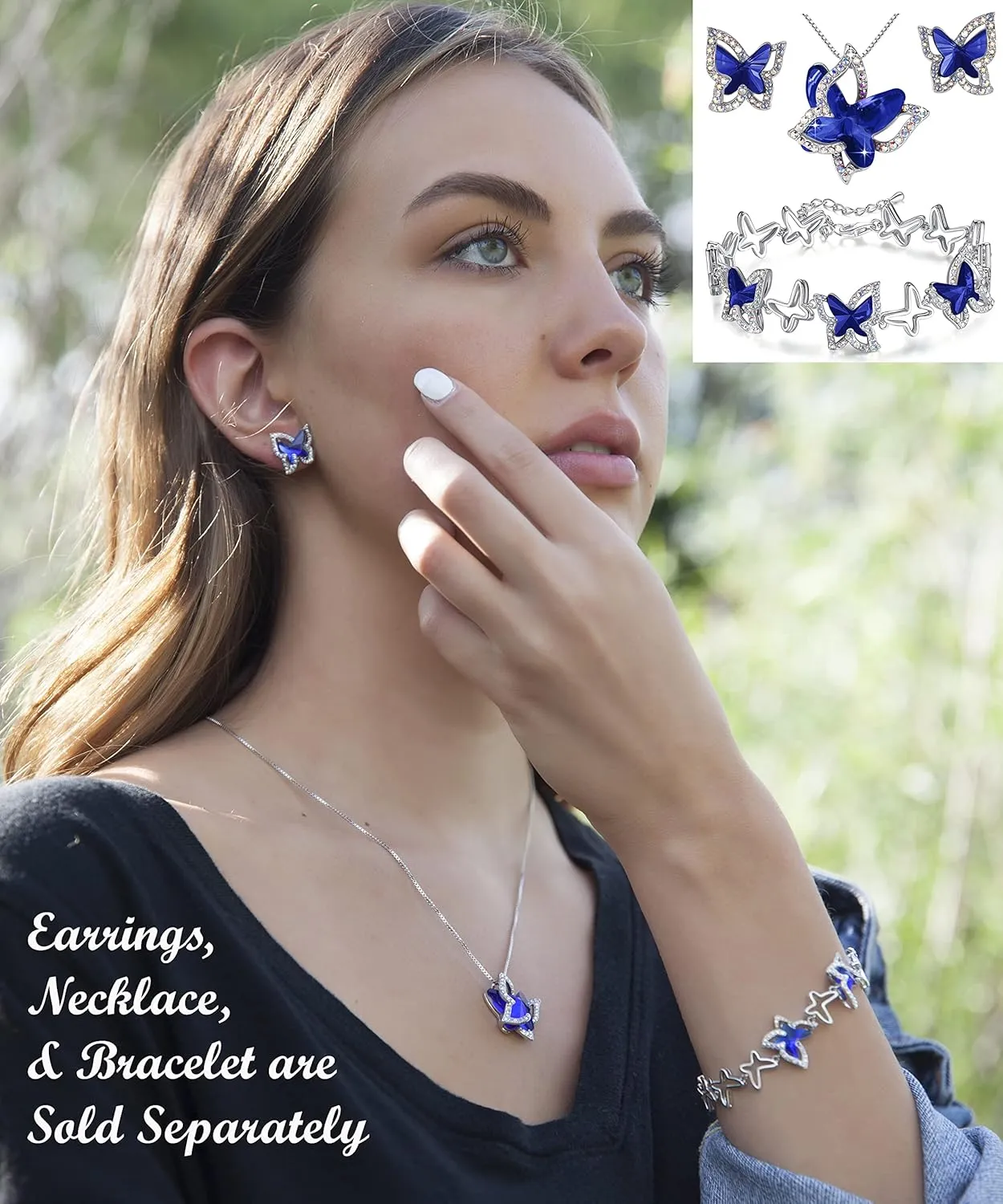 Gift Butterfly Birthstone Crystal Necklace, Silver Tone with 18” 2” Chain, Necklace for Mother’s Day Anniversary Birthday Gifts for Women and Daughter