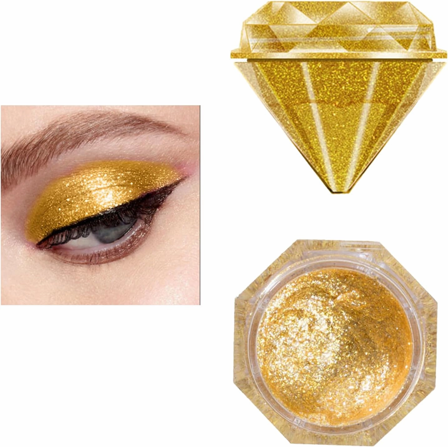 Glitter Eyeshadow Palette - Shimmering Gold Face Glitter Makeup for Sparkling Eyes
