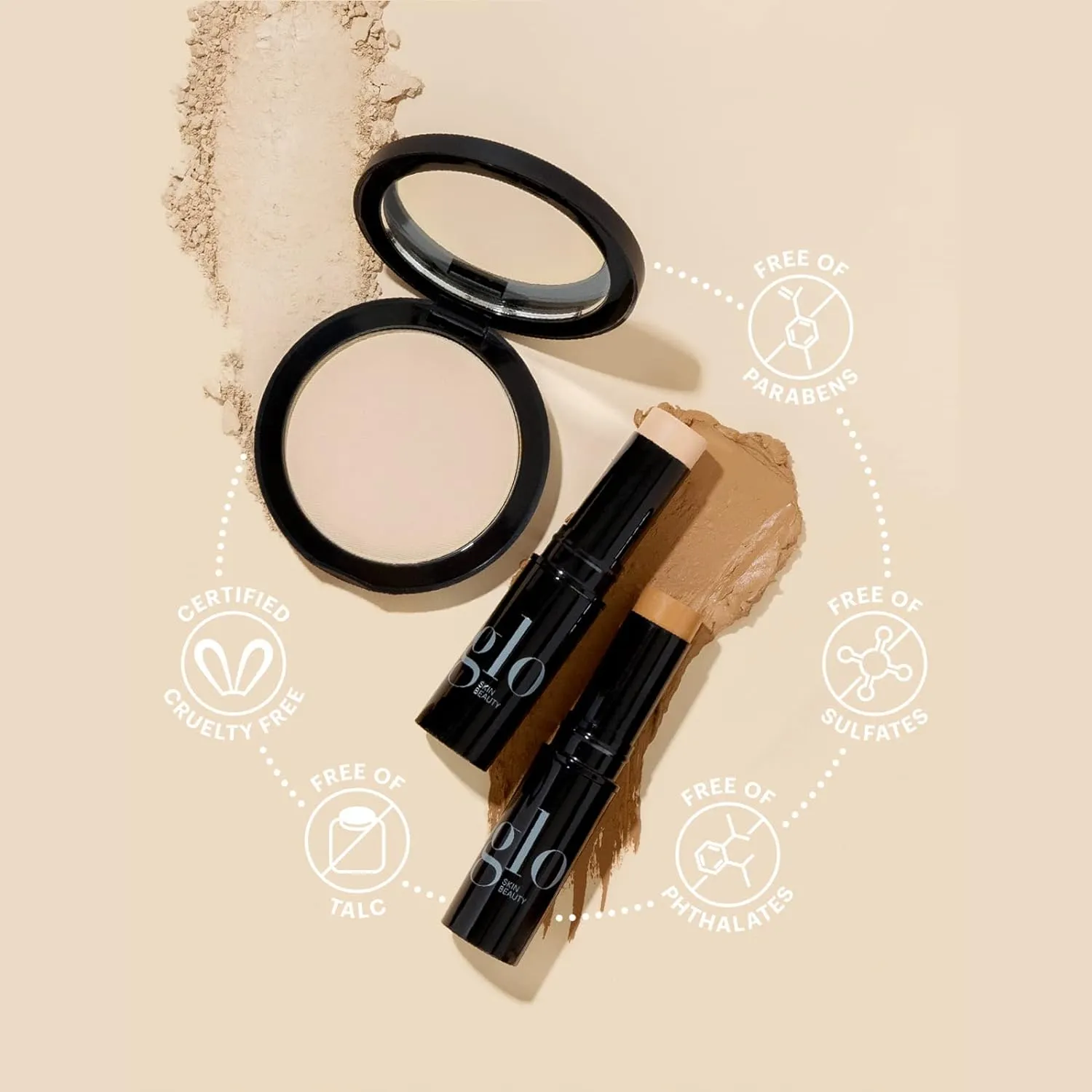 Glo Skin Beauty Pressed Base Powder Foundation Makeup (Beige Medium) - Flawless Coverage for a Radiant Natural, Second-Skin Finish