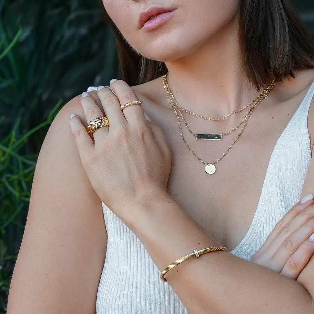 Gold Bracelet Bangle for Women Silver Mixible Cable Wire Cuff Twisted Chunky Polished Bracelet For Men Stainless Steel Vintage Adult Jewelry