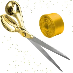 Gold Grand Opening Kit - 11 Inch Scissors for Ribbon Cutting Ceremony and Gold Satin Ribbon for Grand Openings Special Events and Inaugurations