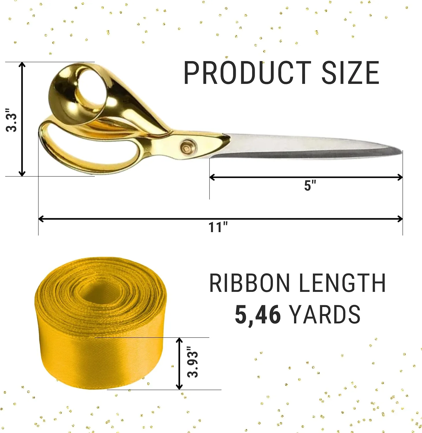 Gold Grand Opening Kit - 11 Inch Scissors for Ribbon Cutting Ceremony and Gold Satin Ribbon for Grand Openings Special Events and Inaugurations