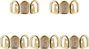 Gold Zircon Braces Gold Grills Mouth Teeth Gold Tooth Cap Gold Teeth Grills Hip Hop Mouth Grills Teeth