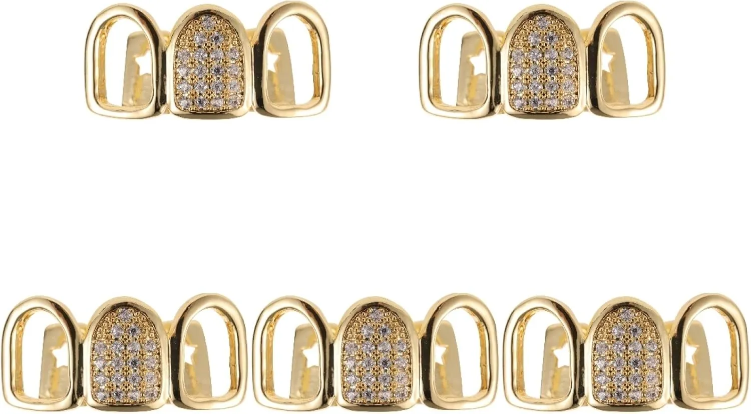 Gold Zircon Braces Gold Grills Mouth Teeth Gold Tooth Cap Gold Teeth Grills Hip Hop Mouth Grills Teeth