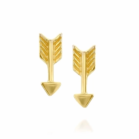 Gold Arrow Stud Earrings - Designer Handmade Everyday Tiny Earrings