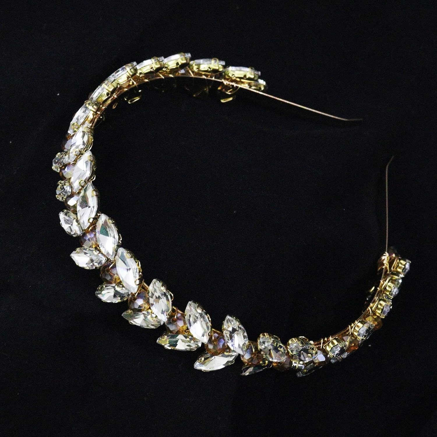Green Rhinestone Headband Wedding Hair Accessories for Brides Tiaras for Women and Girls Goddess Costume Hair Decoration Party Prom Bridesmaid Gifts(Gold)