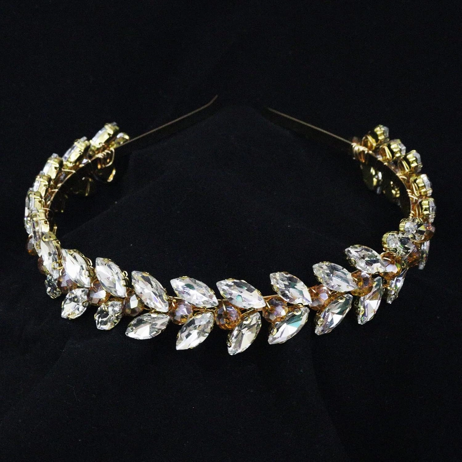Green Rhinestone Headband Wedding Hair Accessories for Brides Tiaras for Women and Girls Goddess Costume Hair Decoration Party Prom Bridesmaid Gifts(Gold)
