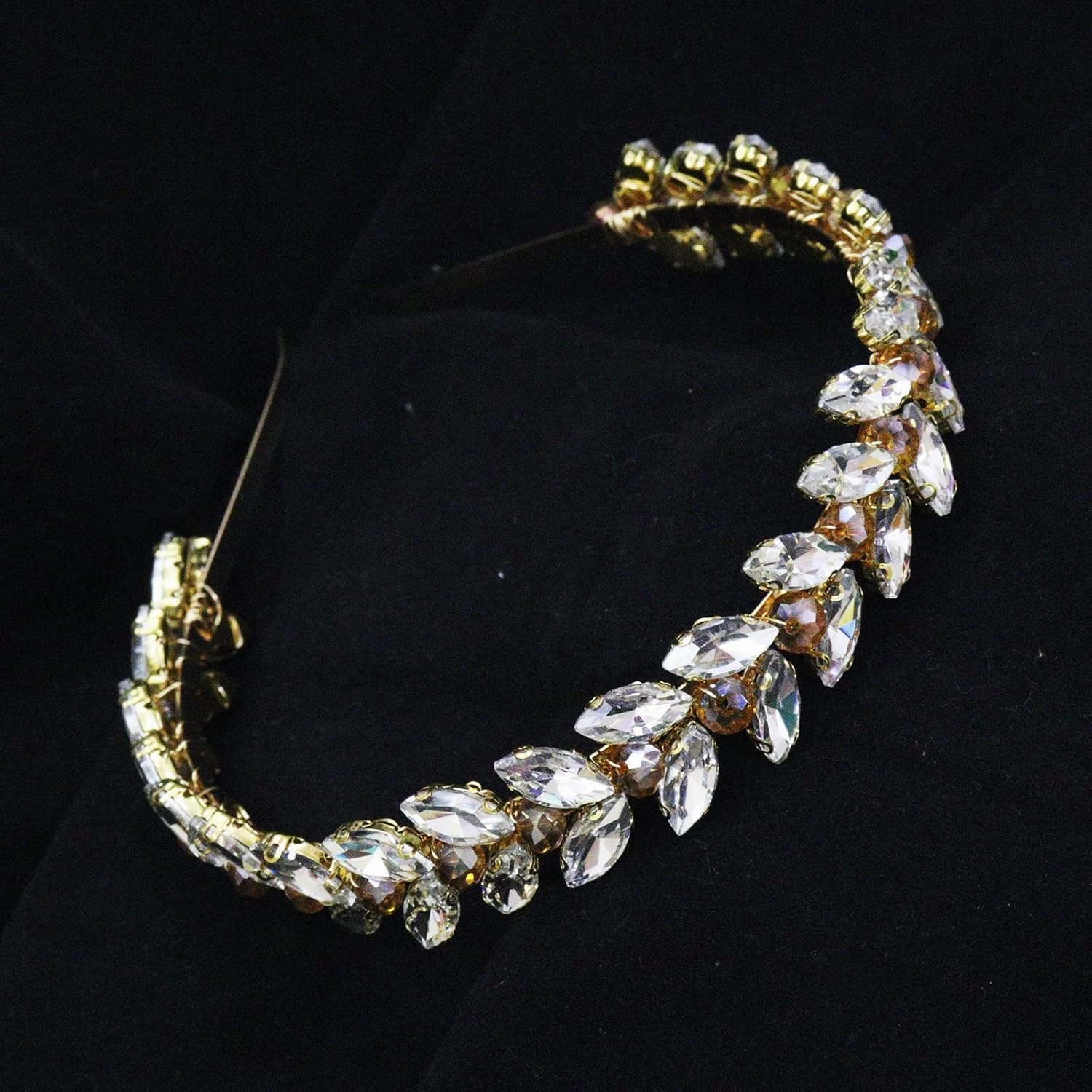 Green Rhinestone Headband Wedding Hair Accessories for Brides Tiaras for Women and Girls Goddess Costume Hair Decoration Party Prom Bridesmaid Gifts(Gold)