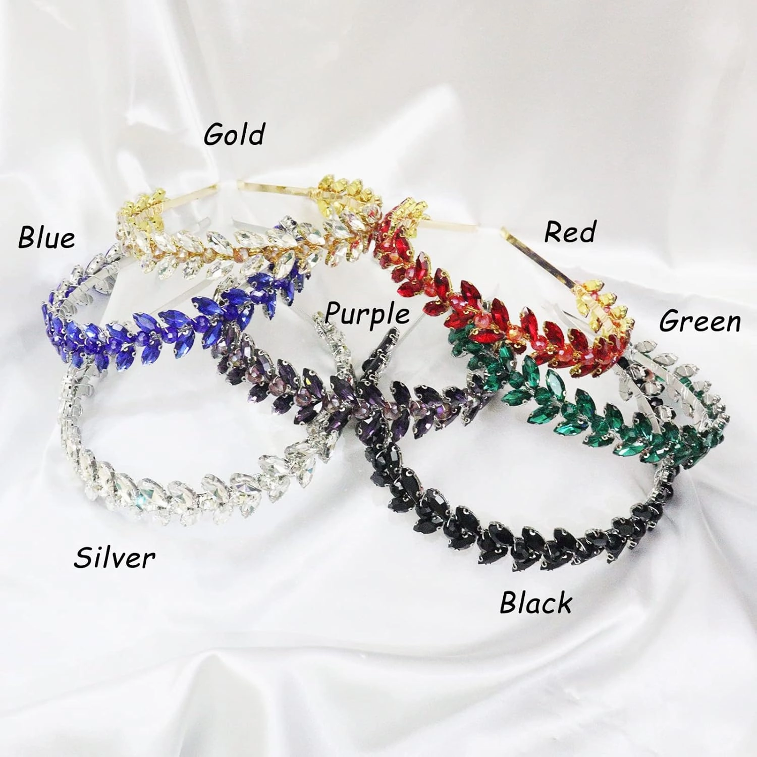 Green Rhinestone Headband Wedding Hair Accessories for Brides Tiaras for Women and Girls Goddess Costume Hair Decoration Party Prom Bridesmaid Gifts(Gold)