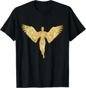 Guardian Angel with Wings in shiny gold,Art Design T-Shirt T-Shirt
