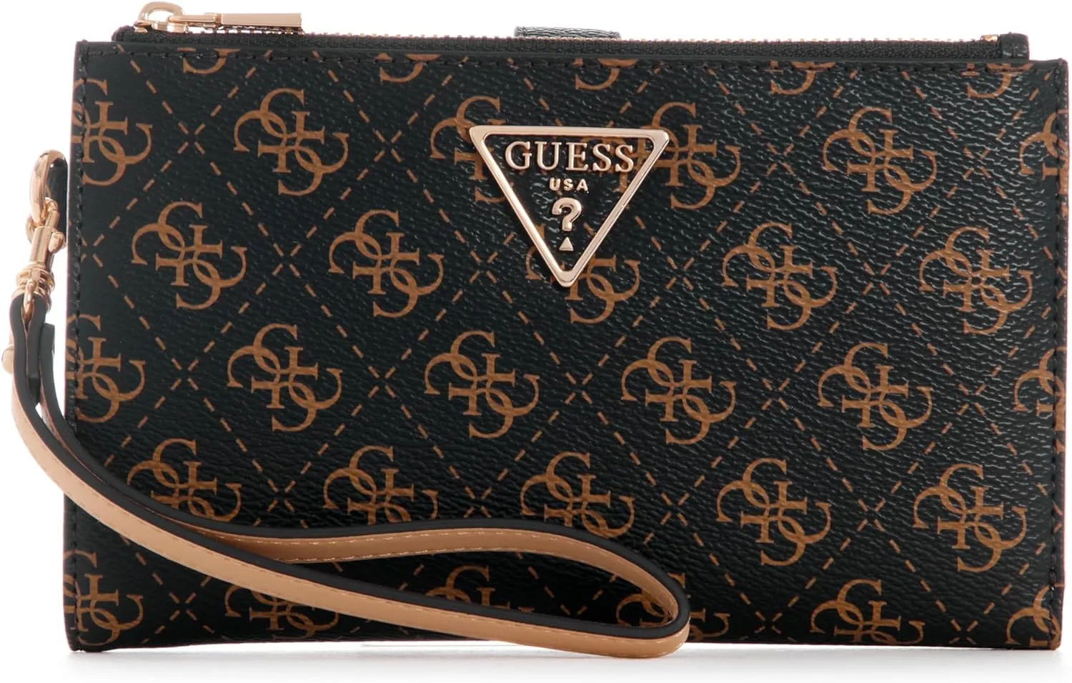 GUESS Laurel Double Zip Organizer Wallet, Brown Logo