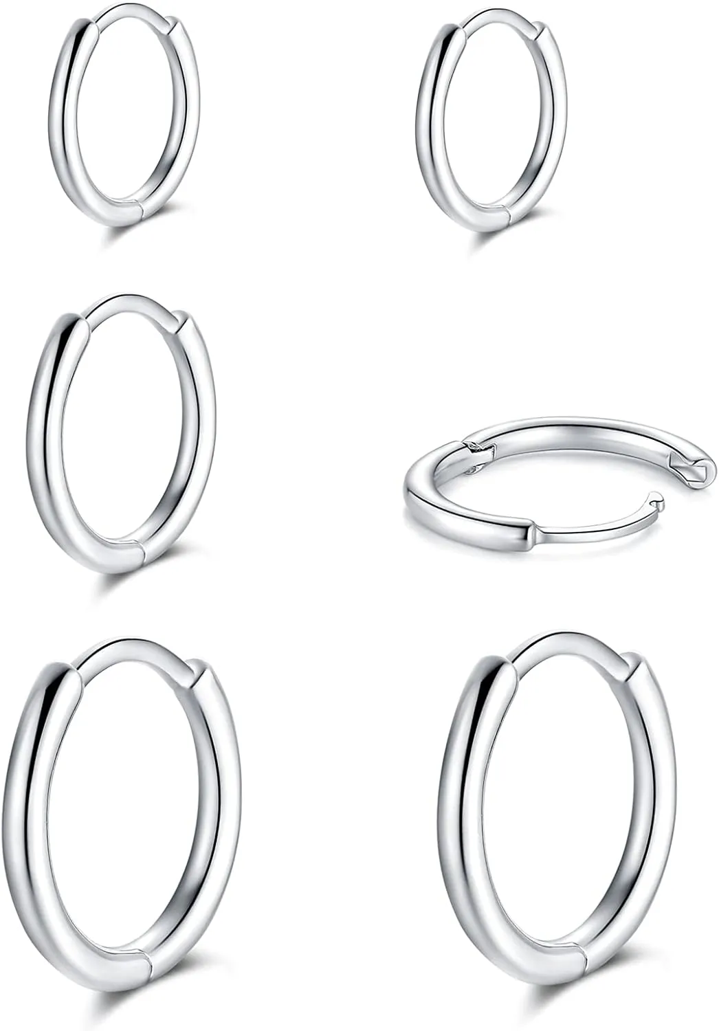 GULICX Small Sterling Silver Post Hoop Earrings, Tiny Cartilage Huggie Hoop Sleeper Earrings Set Cuff Earrings Piercing Jewellery for Women Men
