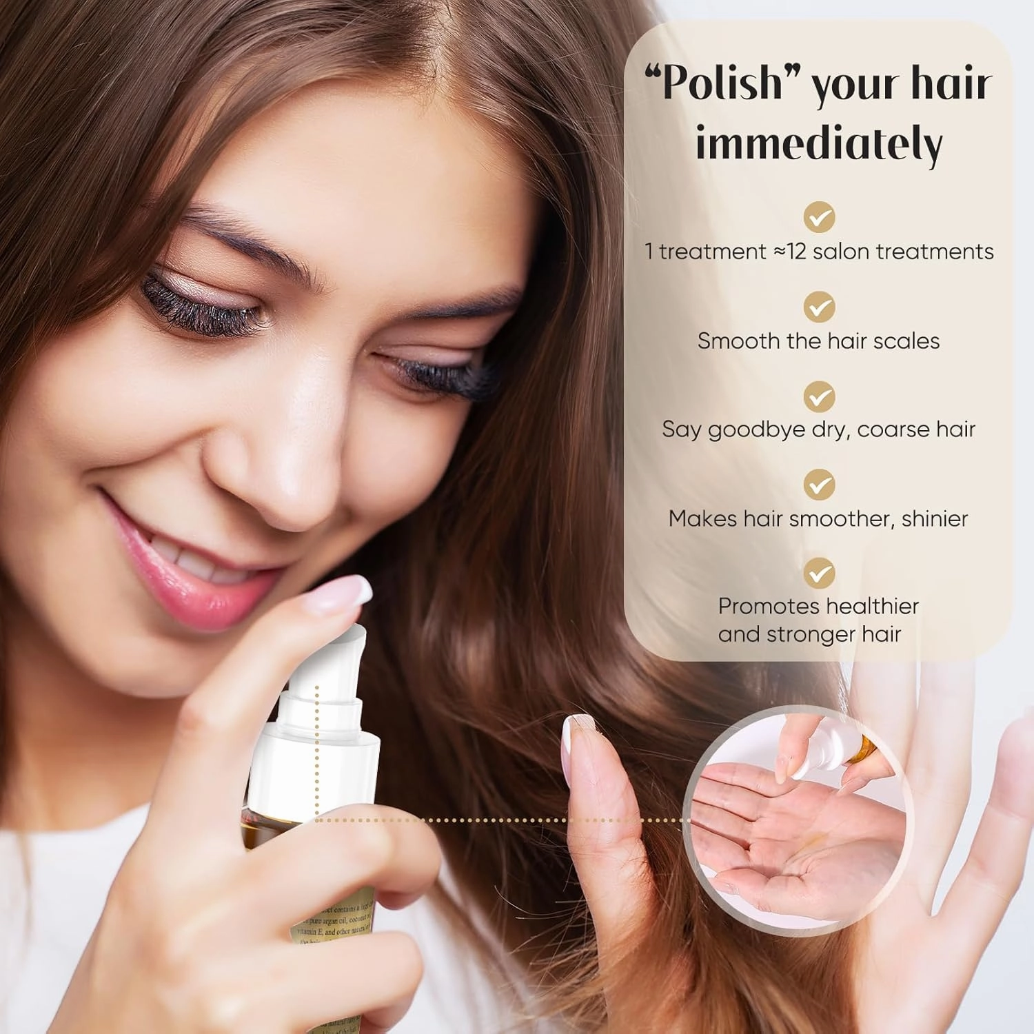 Hair Oil with Argan Oil, Coconut Oil, Olive Oil, Vitamin E for Nourish Hair, Smooth Frizz, Add Shine, Hair Treatment Oil for Women Men Frizzy Damaged Fine Curly Hair, Leave-in, 2Pack