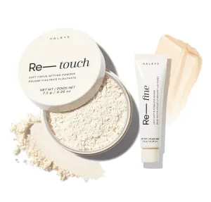 HALEYS IG Filter Duo (FAIR): Re-touch Setting Powder & Re-fine Soft Matte Poreless Primer, Skin Perfecting, Longwear, Smooths, Nourishes, Ultra-Blurring, No flashback, All Skin Types   Tones, Vegan