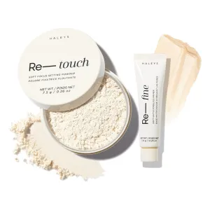 HALEYS IG Filter Duo (HONEY): Re-touch Setting Powder & Re-fine Soft Matte Poreless Primer, Skin Perfecting, Longwear, Smooths, Nourishes, Ultra-Blurring, No flashback, All Skin Types   Tones, Vegan