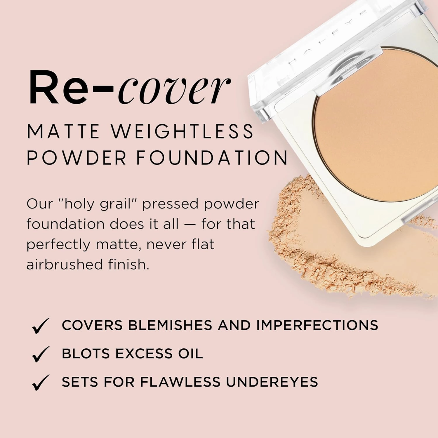 HALEYS Re-cover Matte Weightless Powder Foundation (2.15), Buildable, Medium to Full Coverage, Oil-Control, All-day Comfort Wear, Longwear, Nourishing, V   CF